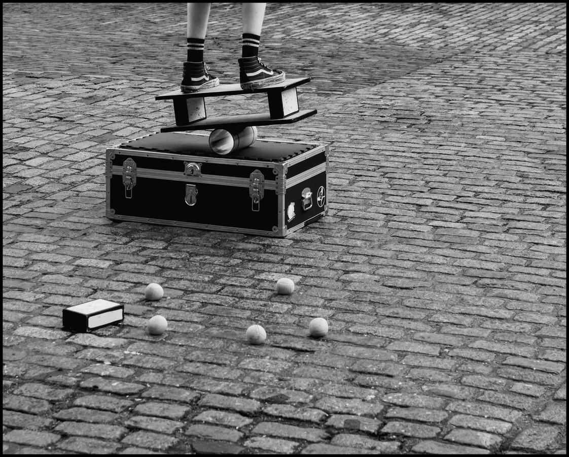 Balancing Act Street performer at Covent Gardens, London