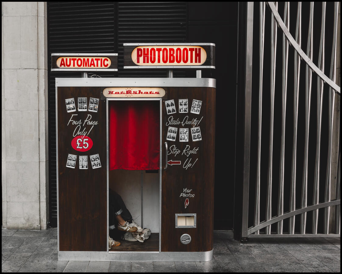 Photobooth in use just showing legs